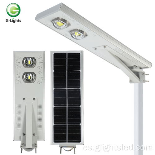 Aluminio de alto brillo IP65 impermeable 50W 100W 150W 200W COB integrado todo en un LED Solar Street Light